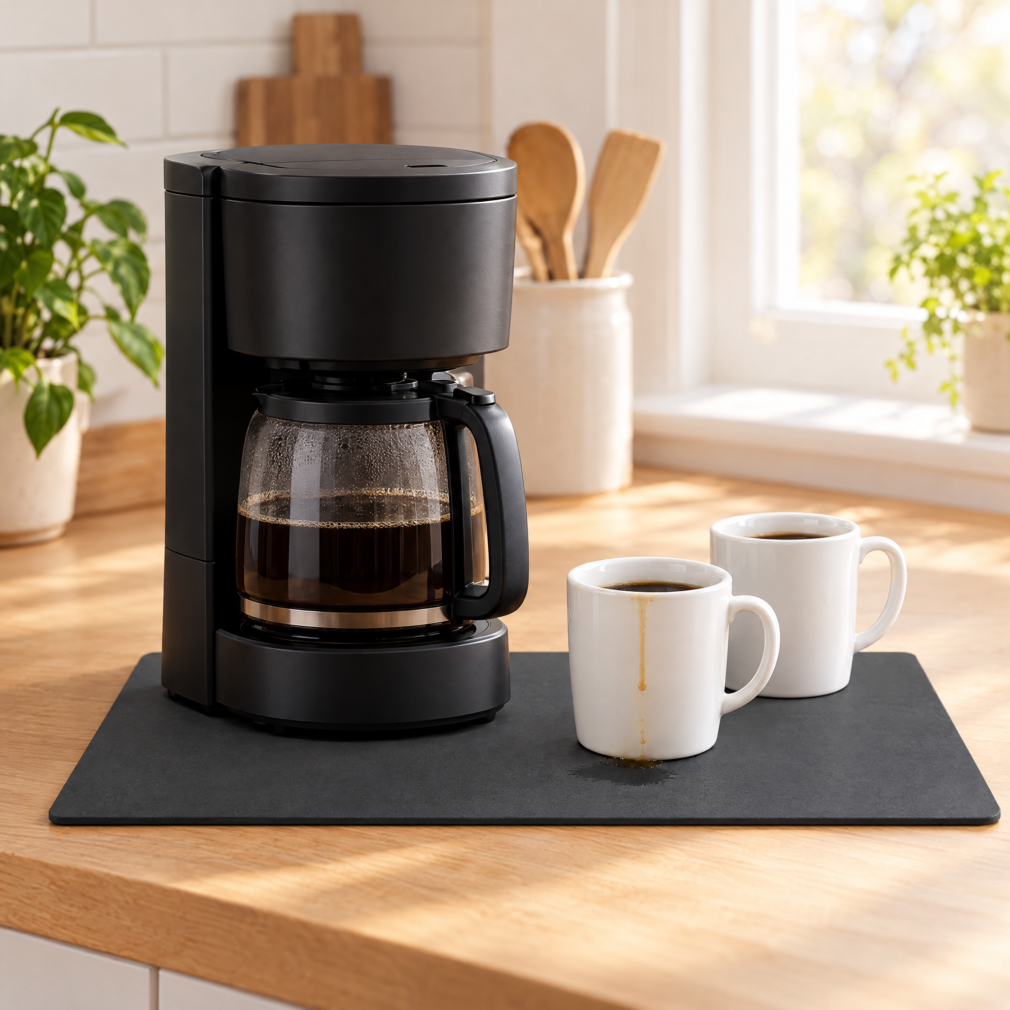 Sorbella stone mat under a coffee maker
